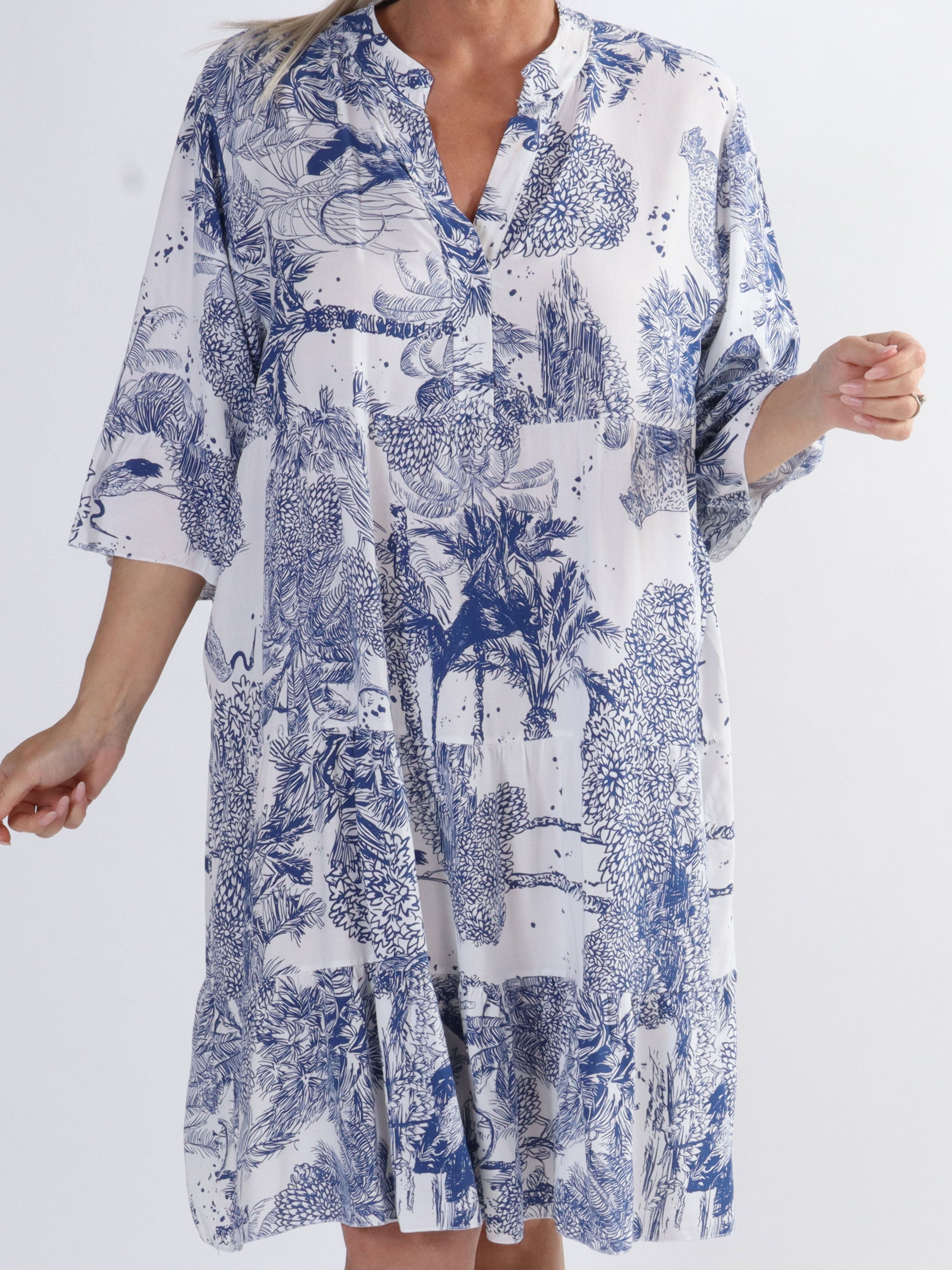 Abbie - Sød plus size kjole med junglemotiv